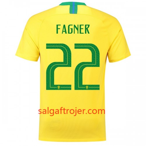 Brasilien Fodboldtrøjer Fagner 22 Hjemmebanesæt VM 2018 Brasilien Fodboldtrøjer Fagner 22 Hjemmebanesæt VM 2018